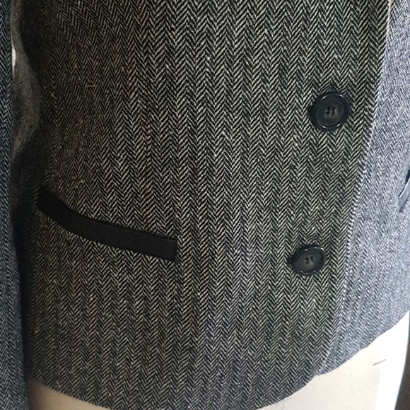 Anthracite Herringbone Wool Blend Blazer - Picture 2 of 9